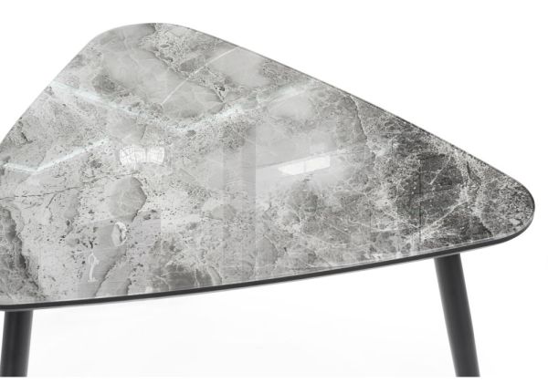 Стеклянный стол Рамси мрамор серый