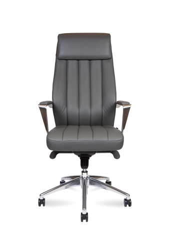 Кресло офисное Madrid серый, экокожа и металл, мягкое сиденье, с подлокотниками