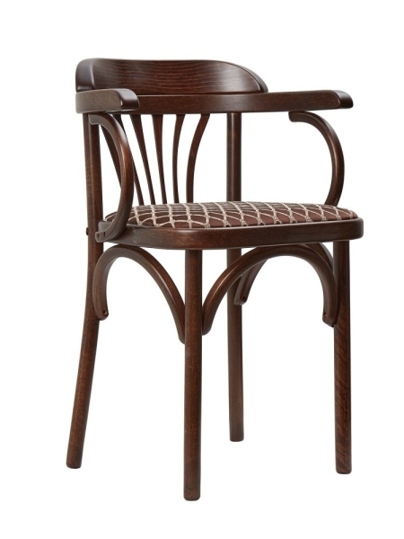 Деревянный стул Венский темный тон с мягким сиденьем из ткани