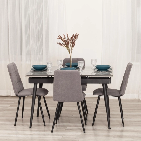 Стул обеденный Asti серый, ткань и металл, мягкое сиденье, без подлокотников Стул обеденный Asti серый, ткань и металл, мягкое сиденье, без подлокотников