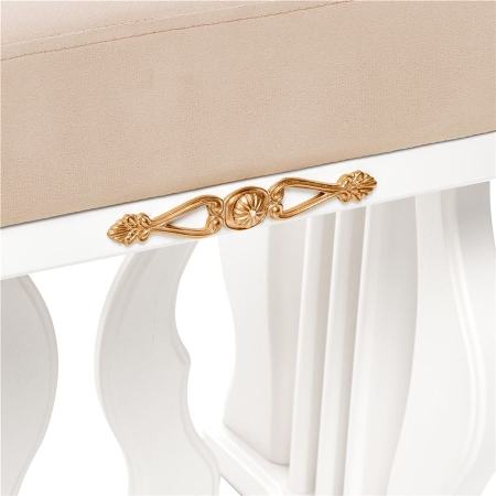 Банкетка Джульетта белый и бежевый, дерево и ткань