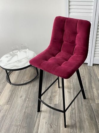Полубарный стул CHILLI-QB SQUARE винный #16 велюр, черный каркас (H=66cm)