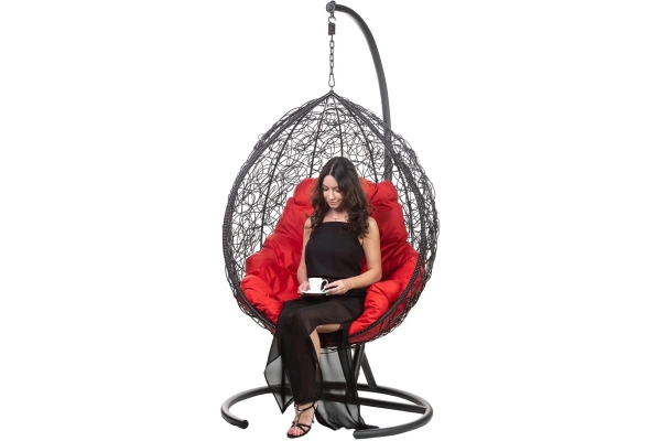 Кресло подвесное Tropica Black R красная подушка