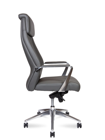 Кресло офисное Madrid серый, экокожа и металл, мягкое сиденье, с подлокотниками