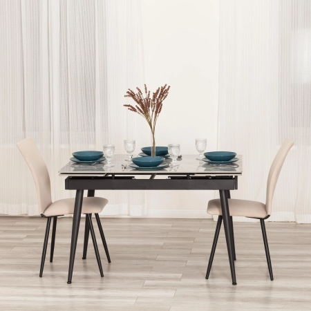 Стул обеденный La Rousse бежевый, ткань и металл, мягкое сиденье, без подлокотников