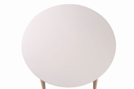 Стол Рэй-d900 круглый беленый дуб, белая эмаль