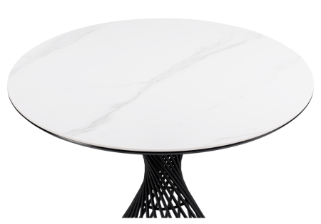 Керамический стол Вивиен 90x90x75 белый мрамор, черный