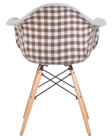Стул обеденный DAW MONICA ножки светлый бук, сиденье 009 коричневая клетка, бежевая ткань