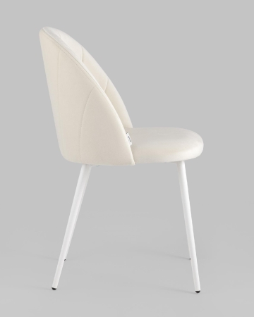 Стул Логан SN велюр молочный белые ножки