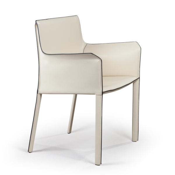 Стул с подлокотниками Barrie кожа бежевый