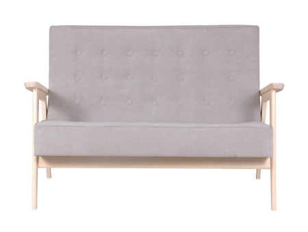 Диван двухместный РЕТРО светлое дерево, RS 14 светло-серый