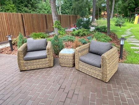 "Кальяри" кофейный столик из искусственного ротанга (гиацинт), соломенный