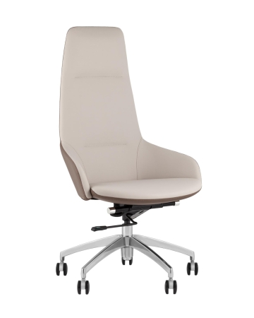 Кресло руководителя TopChairs Soulo светло-серый, коричневый