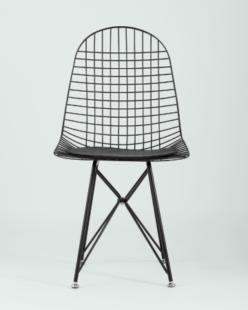 Стул обеденный Eiffel черный с черной подушкой