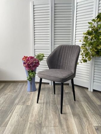 Стул VENA цвет B28 темно-серый, велюр, черный каркас