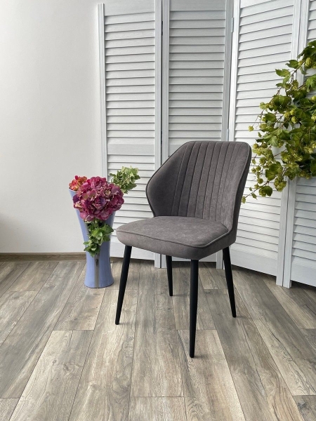 Стул VENA цвет B28 темно-серый, велюр, черный каркас