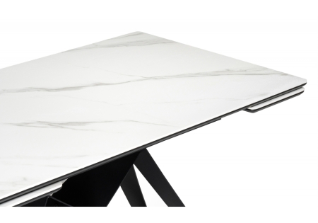 Керамический стол Блэкберн 140(200)х80 белый мрамор snow white, черный