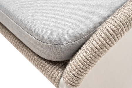 "Милан" стул плетеный из роупа, каркас алюминий светло-серый (RAL7035) муар, роуп серый меланж круглый, ткань светло-серая