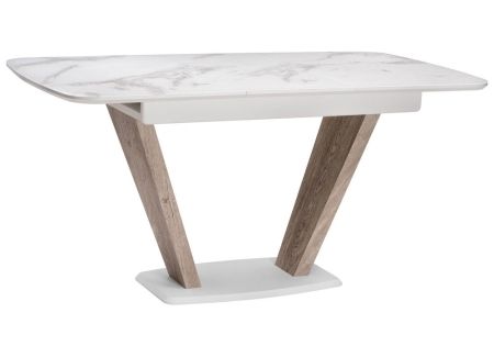 Стол Петир дуб с пилением, белая шагрень