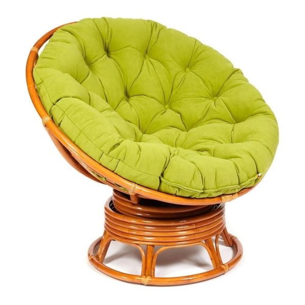 Кресло-качалка "PAPASAN" w 23 и 01 B с подушкой, коньяк, флок олива, 23