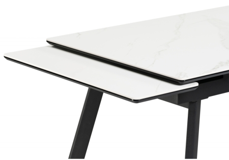 Керамический стол Норман 140(200)х80х75 белый мрамор, черный