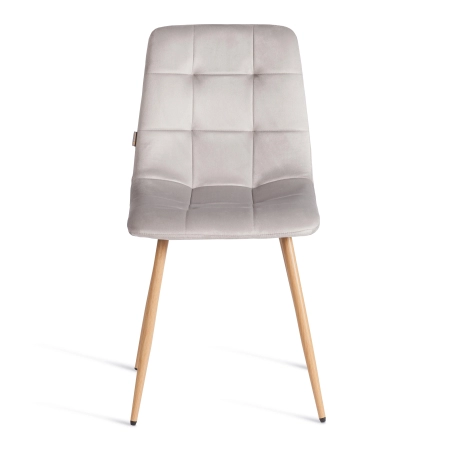 Стул CHILLY светло-серый, велюр и металл, мягкое сиденье, без подлокотников