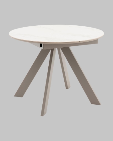 Стол круглый Миндель D100 столешница керамика белый глянец, основание металл латте Стол круглый Миндель D100 столешница керамика белый глянец, основание металл латте