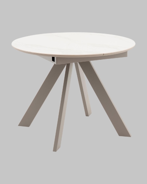 Стол круглый Миндель D100 столешница керамика белый глянец, основание металл латте Стол круглый Миндель D100 столешница керамика белый глянец, основание металл латте