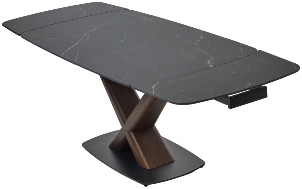 Стол BLANCO 160 MATT BLACK MARBLE SOLID CERAMIC, орех