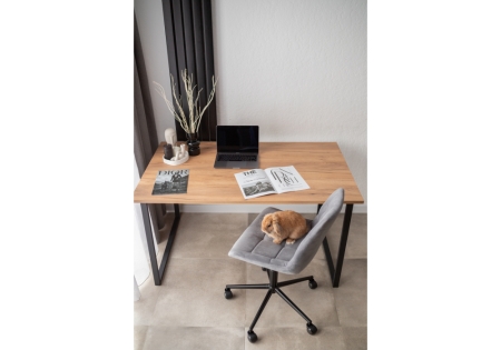 Стол деревянный Лиман 140 х 80 дуб крафт золотой, черный матовый