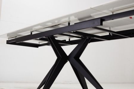 Стол FORIO 160 MATT WHITE MARBLE SINTERED STONE, BLACK