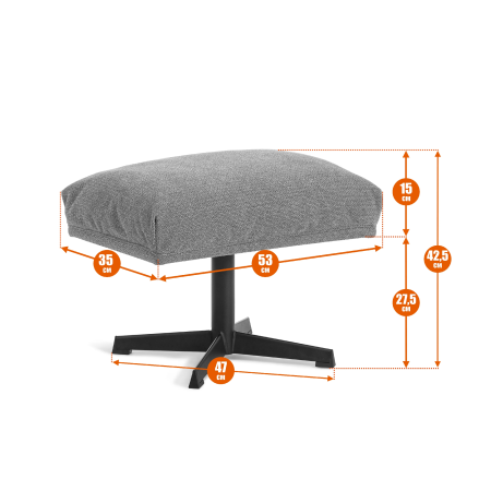 Кресло лаунж Relax/Релакс с пуфом светло-серый