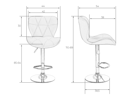 Набор 2 шт Стул барный BARNY, серый велюр (MJ9-75)