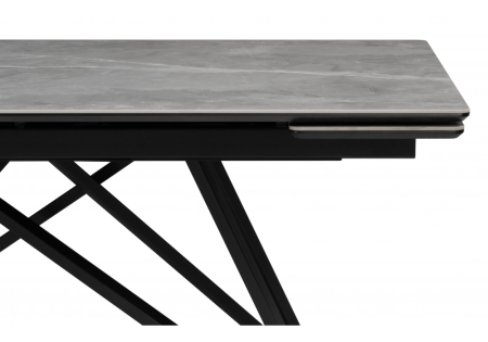 Керамический стол Вилсон 160(220)х89 серый мрамор, черный