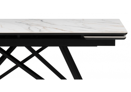 Керамический стол Вилсон 160(220)х89 белый золотой, черный