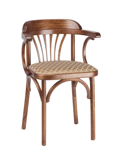 Деревянный стул Венский средний тон с мягким сиденьем из ткани 2 caramel с дугами назад