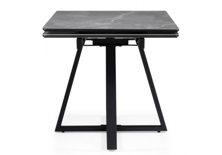 Керамический стол Памелла 140(200)х80 серый мрамор, черный
