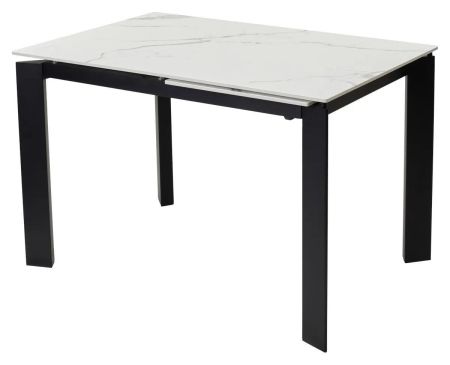 Стол CORNER 120 GLOSS STATUARIO WHITE SINTERED STONE / BLACK