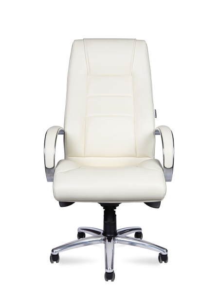 Кресло офисное Bern слоновая кость, экокожа и металл, мягкое сиденье, с подлокотниками