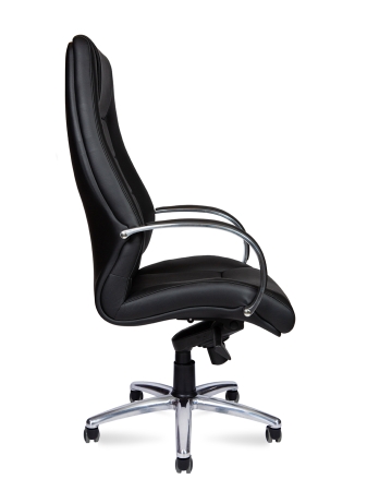 Кресло офисное Bern черный, экокожа и металл, мягкое сиденье, с подлокотниками
