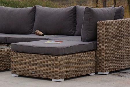 Плетеная оттоманка "Лунго" с подушкой, соломенный