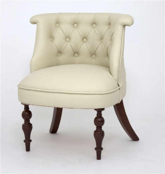 Кресло Бархат темный тон, кожзам, кремовый