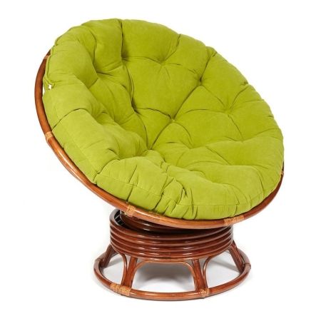 Кресло-качалка "PAPASAN" w 23/01 B / с подушкой /Pecan (орех), флок Олива, 23