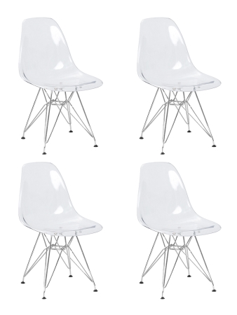 Набор 4 шт Стул обеденный DSR CASPER, ножки хром прозрачный