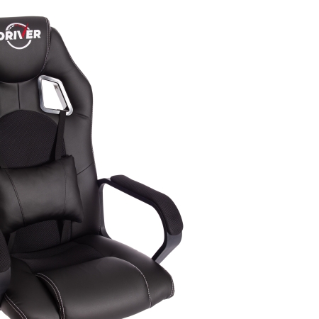 Кресло DRIVER (22) экокожа и ткань, черный и черный