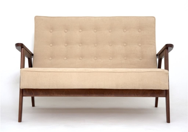 Диван двухместный РЕТРО темный тон, RS 03 - бежевый