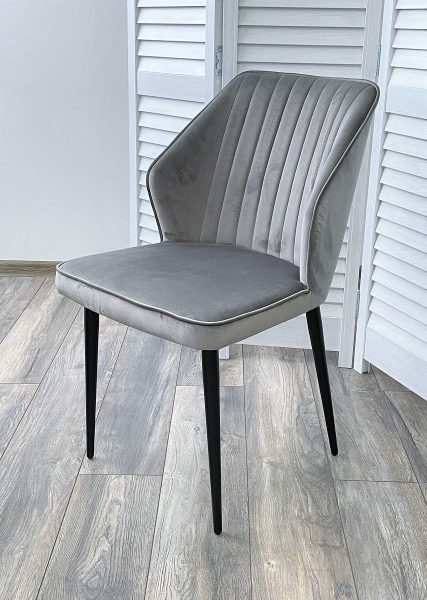 Стул SEATTLE-V светло-серый #26 велюр, черный каркас