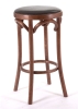 Полубарный деревянный табурет Венский 650 средний тон с мягким сиденьем из коричневой экокожи