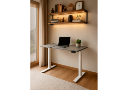 Компьютерный стол Маркос 140х80 светло-серый, белый