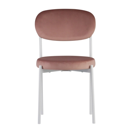 Стул Maso велюр пыльно-розовый, белые ножки